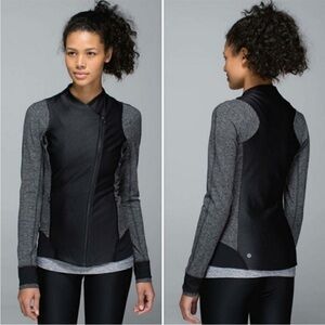 Lululemon Athletica Emerge Renewed Jacket in Herringbone Gray Black Size 6